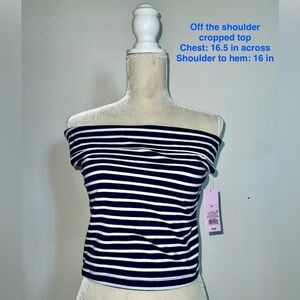 Wild Fable Navy and White Striped Crop Top